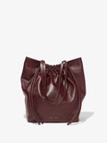 Front image of Drawstring Tote in DARK RED with straps down