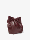 Side image of Drawstring Tote in DARK RED with straps down
