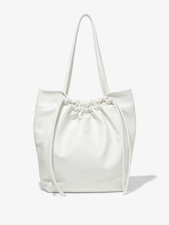 Front image of Drawstring Tote in OPTIC WHITE