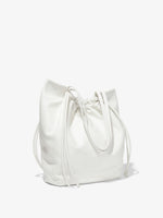 Side image of Drawstring Tote in OPTIC WHITE with straps down