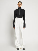 Proenza Schouler front image of model wearing Viscose Rib Zip Sweater in black