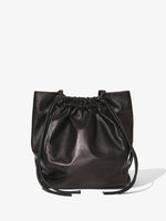 Back image of Drawstring Tote in BLACK with straps down