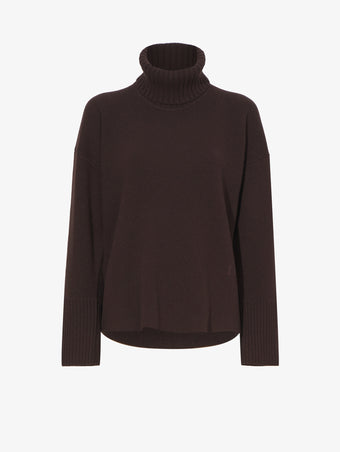 Still Life image of Doubleface Cashmere Oversized Turtleneck in BROWN