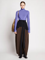 Front full length image of model wearing Faceted Sequin Top in LILAC