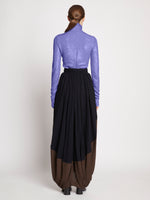 Back full length image of model wearing Faceted Sequin Top in LILAC