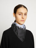 Image of model wearing Feather Dot Handkerchief in PERIWINKLE