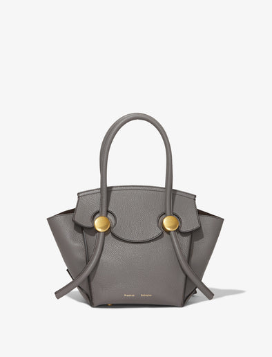 Front image of Small Grainy Leather Pipe Bag in STONE