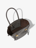 Aerial image of Small Grainy Leather Pipe Bag in STONE