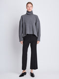 Front image of model wearing Doubleface Eco Cashmere Oversized Turtleneck Sweater in GREY MELANGE