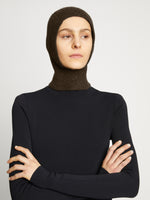 Front image of Midweight Wool Knit Hood in DARK TAUPE
