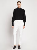 Front full length image of model wearing Bi-Stretch Crepe Pants in OFF WHITE