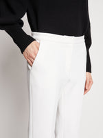 Detail image of model wearing Bi-Stretch Crepe Pants in OFF WHITE