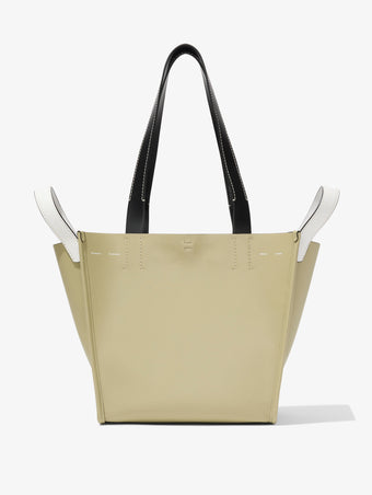 Front image of Large Mercer Leather Tote in STONE