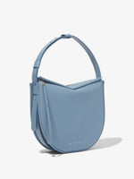 Side image of Baxter Leather Bag in DOVE GREY