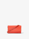 Front image of Small Accordion Flap Bag in VERMILLION with strap down