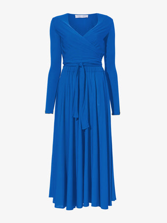 Still Life image of Matte Crepe Wrap Dress in BRIGHT BLUE