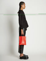 Image of model wearing Small Twin Tote in VERMILLION