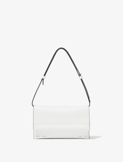 Front image of Small Accordion Flap Bag in OPTIC WHITE