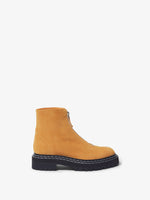 Side image of Lug Sole Zip Boots in Light/Pastel Brown