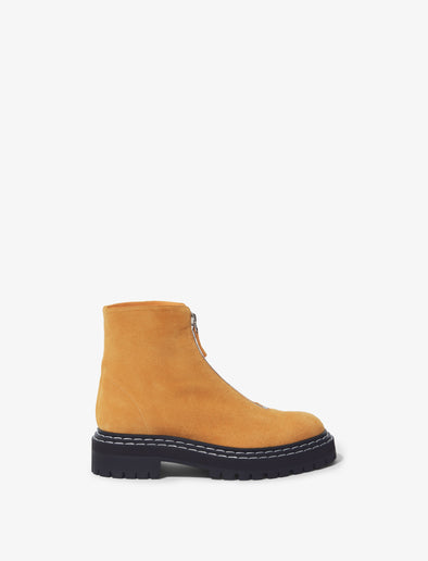 Side image of Lug Sole Zip Boots in Light/Pastel Brown