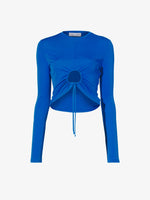Still Life image of Matte Crepe Drawstring Top in BRIGHT BLUE