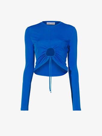 Still Life image of Matte Crepe Drawstring Top in BRIGHT BLUE