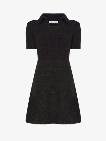 Still Life image of Fluffy Knit Polo Dress in PINE/BLACK