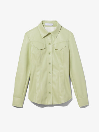 Still Life image of Faux Leather Tapered Shirt in GREEN TEA