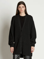 Front cropped image of model wearing Cashfeel Cardigan in BLACK