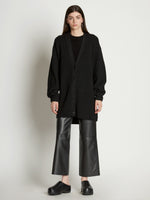 Front full length image of model wearing Cashfeel Cardigan in BLACK