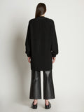 Back full length image of model wearing Cashfeel Cardigan in BLACK