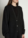 Detail image of model wearing Cashfeel Cardigan in BLACK