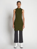 Front full length image of model wearing Sleeveless Cashfeel Mini Dress in FATIGUE