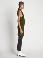 Side full length image of model wearing Sleeveless Cashfeel Mini Dress in FATIGUE