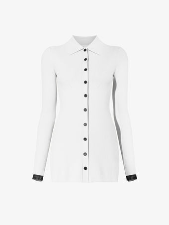 Still Life image of Rib Knit Fitted Cardigan in CREAM