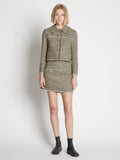 Front full length image of model wearing Cropped Tweed Jacket in YELLOW MULTI