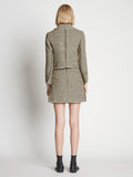 Back full length image of model wearing Cropped Tweed Jacket in YELLOW MULTI
