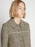 Detail image of model wearing Cropped Tweed Jacket in YELLOW MULTI