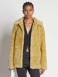 Front cropped image of model wearing Faux Rabbit Peacoat in SAND