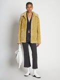 Front full length image of model wearing Faux Rabbit Peacoat in SAND