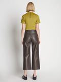 Back full length image of model wearing Leather Culottes in MOCHA