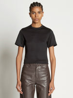 Front cropped image of model wearing Scuba Short Sleeve Shirt in BLACK