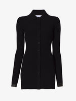 Still Life image of Rib Knit Fitted Cardigan in BLACK