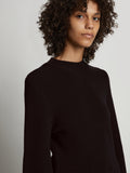 Detail image of model wearing Bell Sleeve Cashfeel Sweater in BLACK