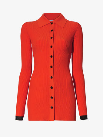 Still Life image of Rib Knit Fitted Cardigan
 in VERMILLION