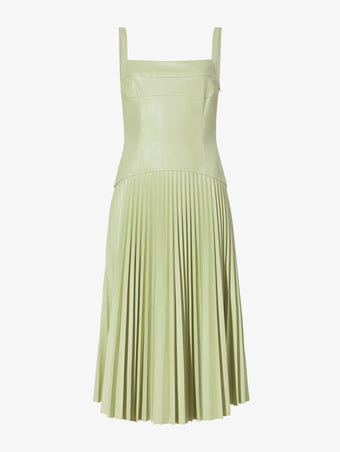 Still Life image of Drop Waist Faux Leather Dress
 in GREEN TEA