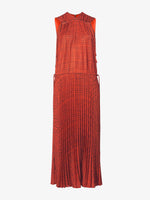 Still Life image of Pleatable Crepe Drawstring Dress in VERMILLION/BLACK