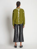 Back full length image of model wearing Tie Dye Sweatshirt
 in AVOCADO/GREEN