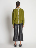 Back full length image of model wearing Tie Dye Sweatshirt
 in AVOCADO/GREEN
