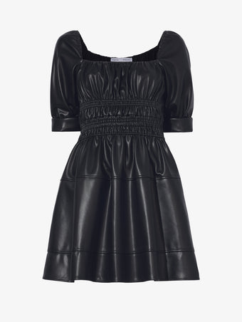 Still Life image of Faux Leather Square Neck Dress in BLACK